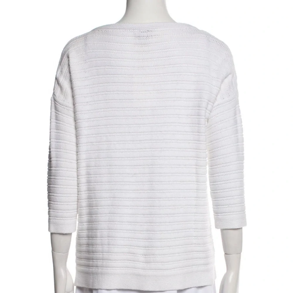 White Ribbed Knit Sweater - Picture 3 of 3